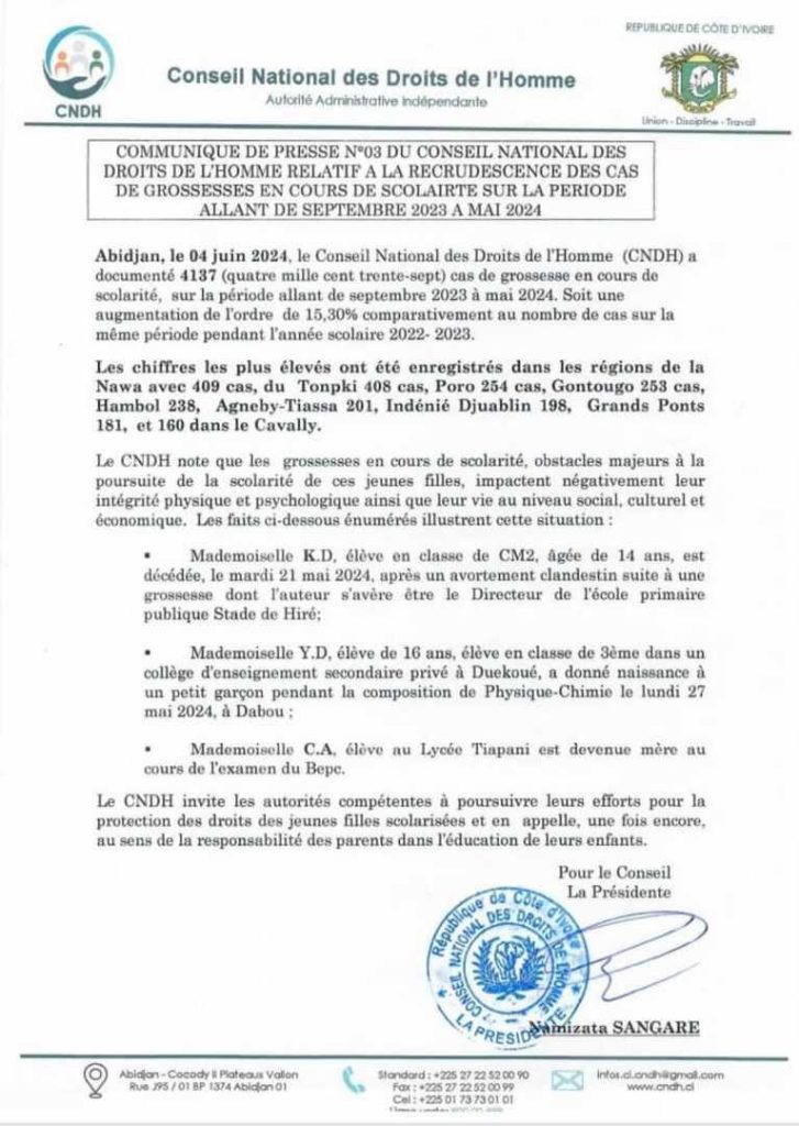 communiqué du CNDH