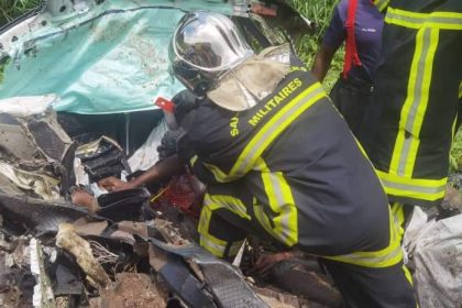 Les épaves de l'accident