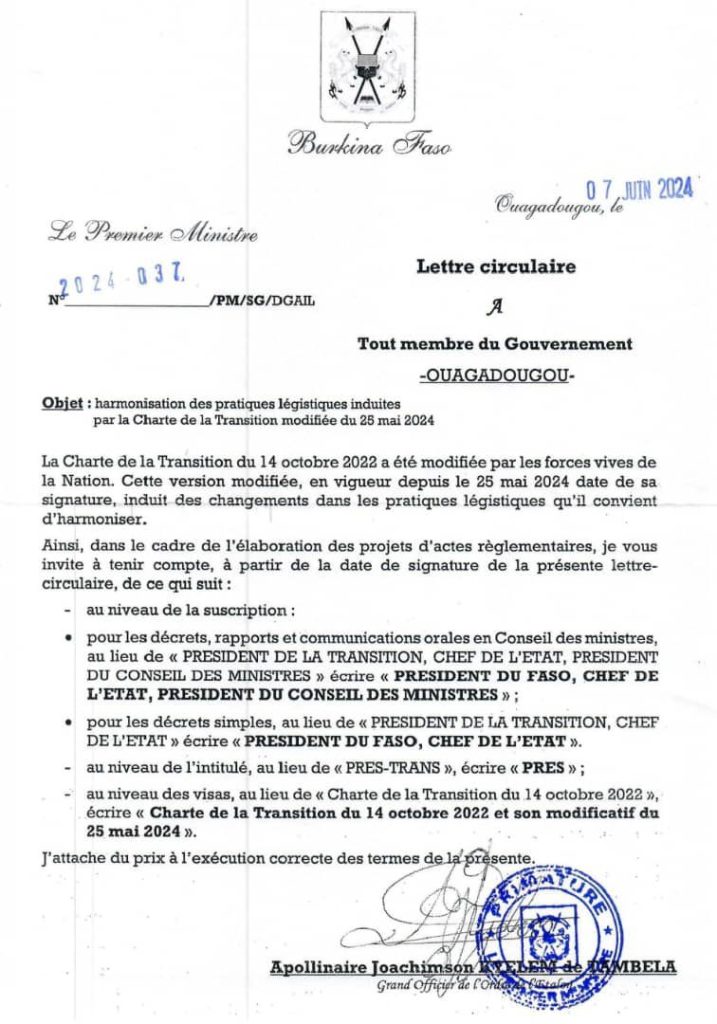 Le communiqué de changement d'appellation