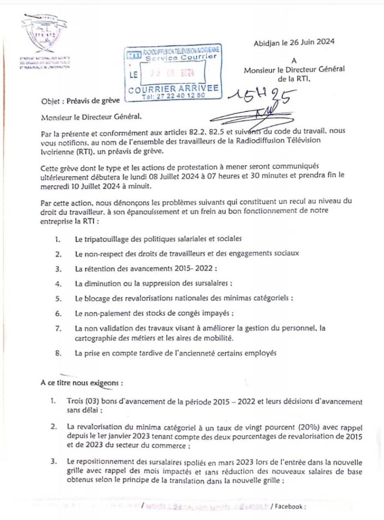 Le préavis de grève