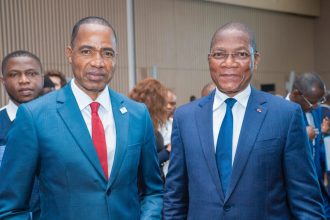 Yamoussa Coulibaly et le Ministre Bruno Koné