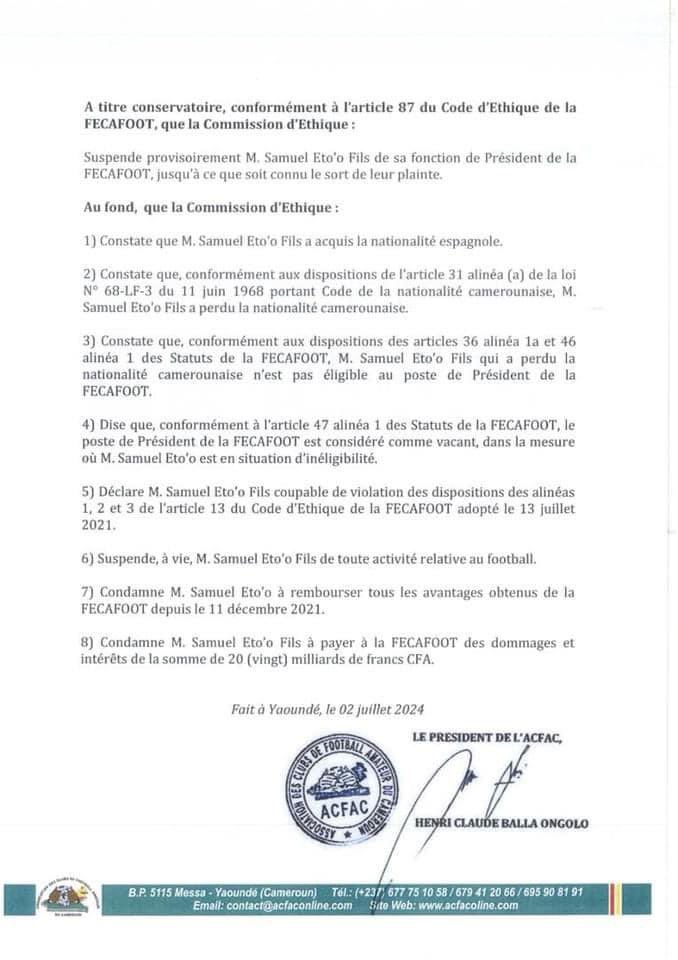 le communiqué final