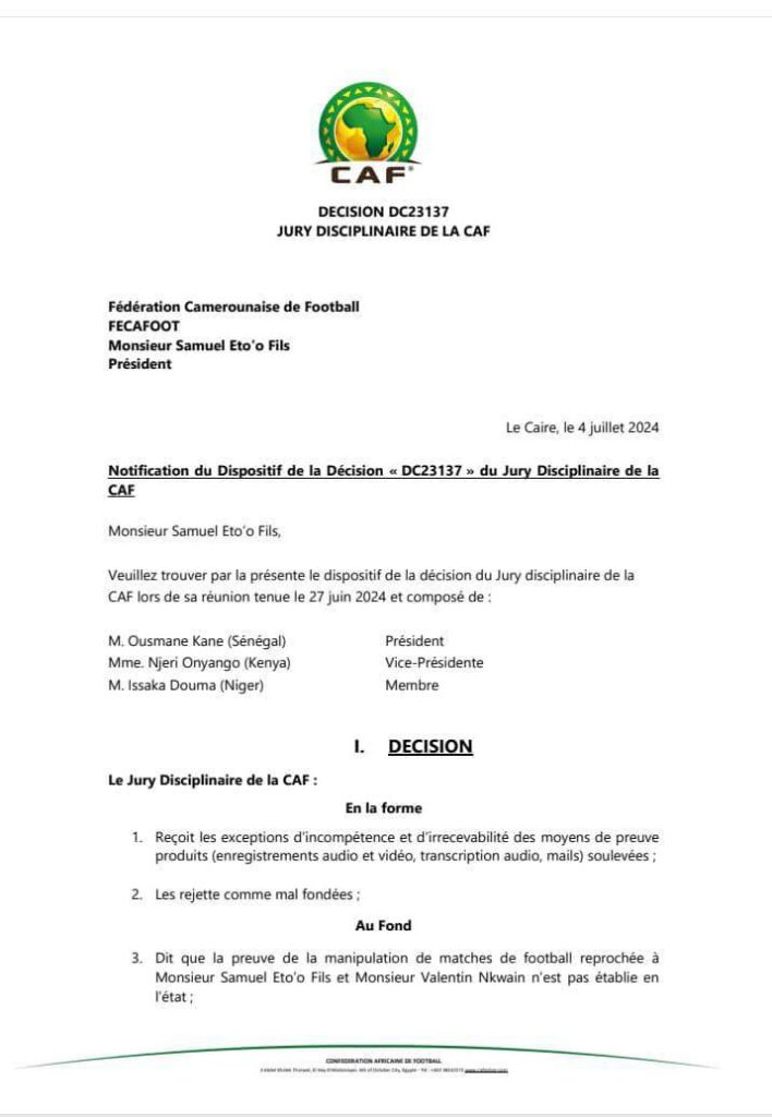 La décision de la CAF