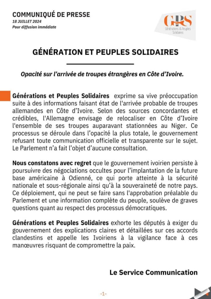 Le communiqué du GPS