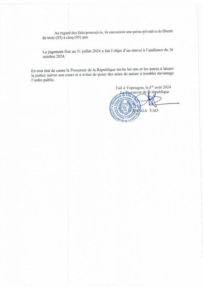 La suite du communiqué