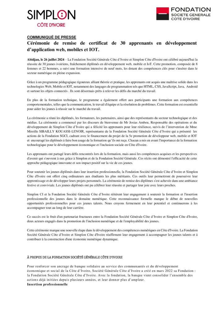 Le communiqué