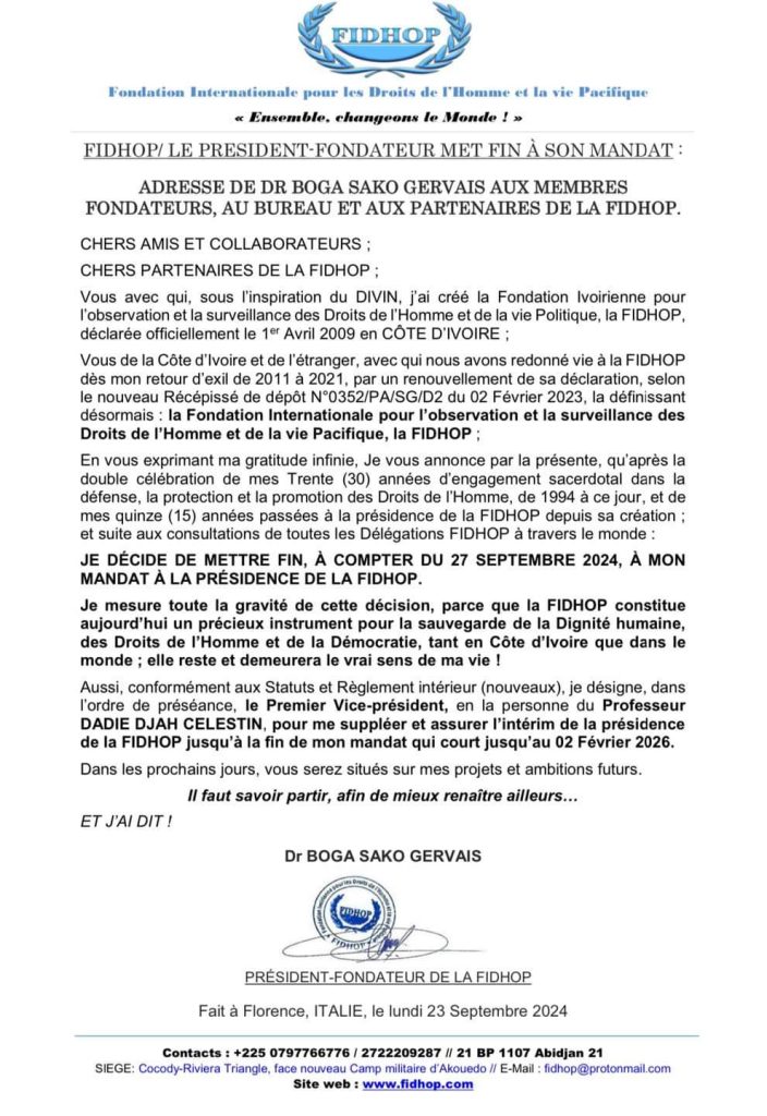 Lettre de démission