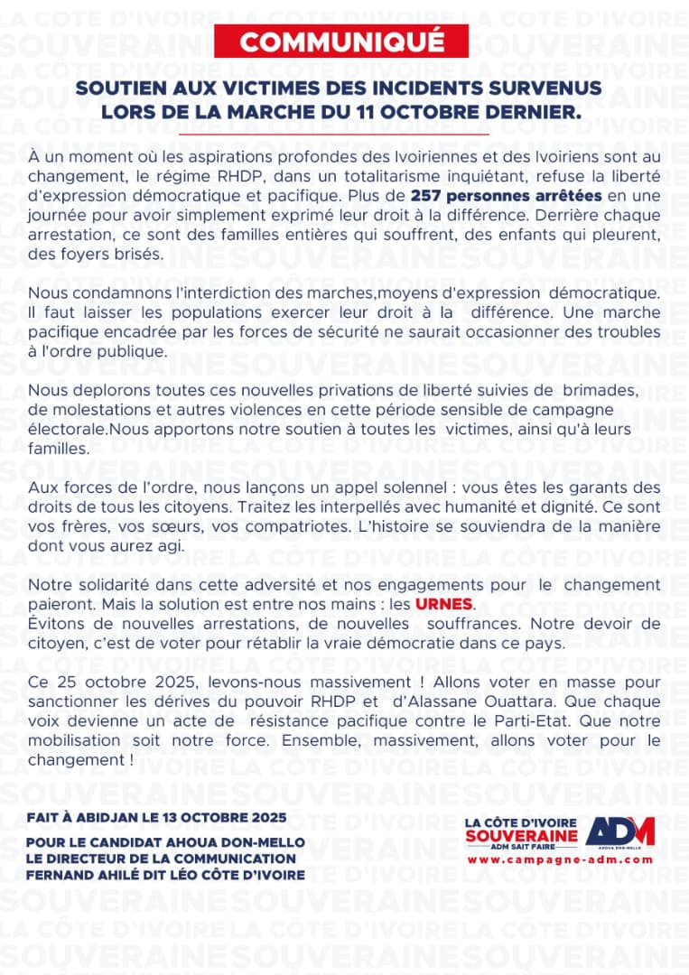 Le candidat Ahoua Don Melo